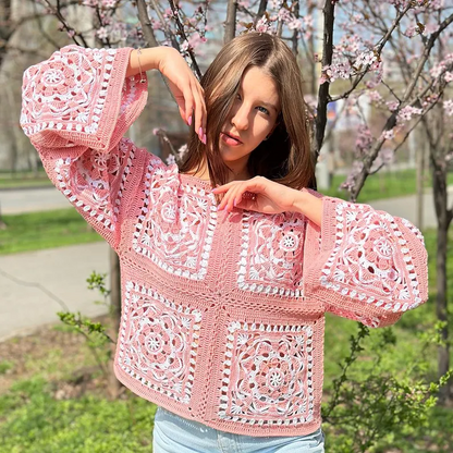 🌼 Daisy Granny Square Sweater Pattern